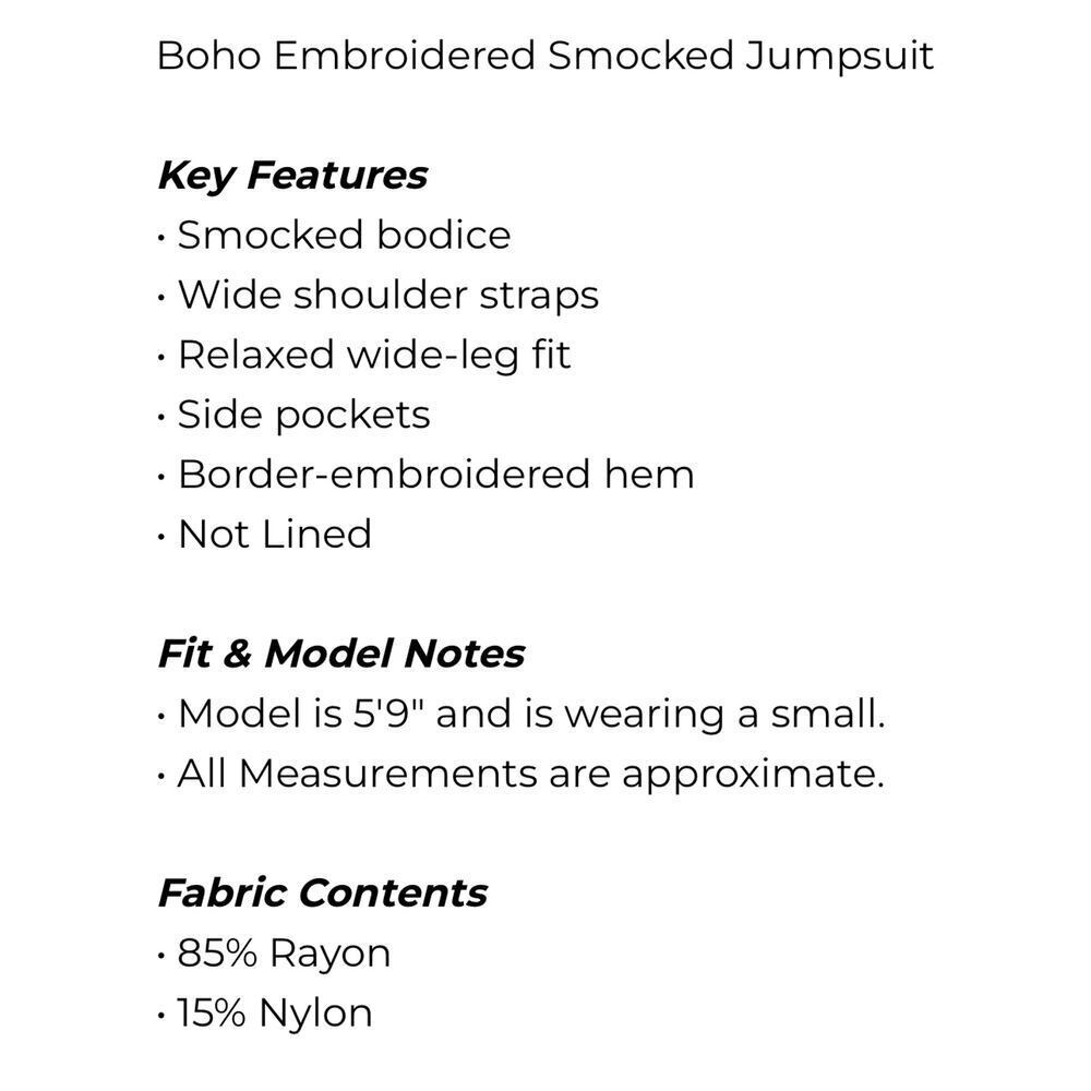 UMGEE - Boho Embroidered Smocked Jumpsuit - Medium - Picture 6 of 6